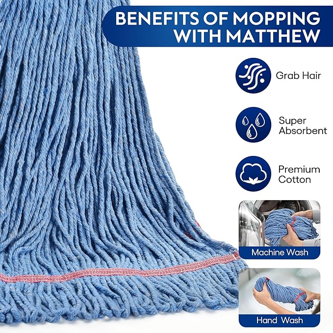 Matthew Cleaning 24oz Heavy Duty Mop Head Commercial Replacement - Image 2