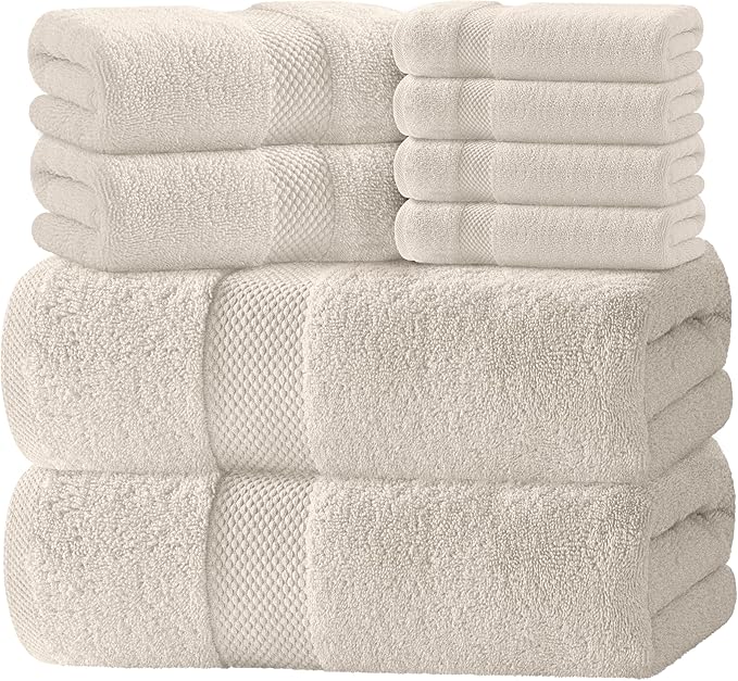 White Classic Luxury Bath Towel Set of 8 Pieces by WhiteClassic