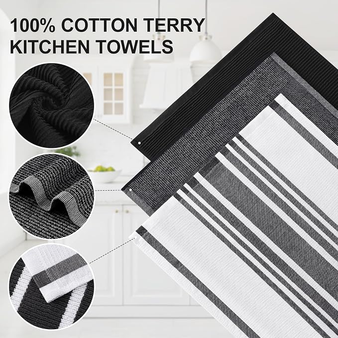 Homaxy Cotton 380 GSM Premium Kitchen Towels, 12 Pack - Image 2