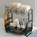 BOOSINY 2 Tier Black Dish Drying Rack and Drainboard by Boosiny