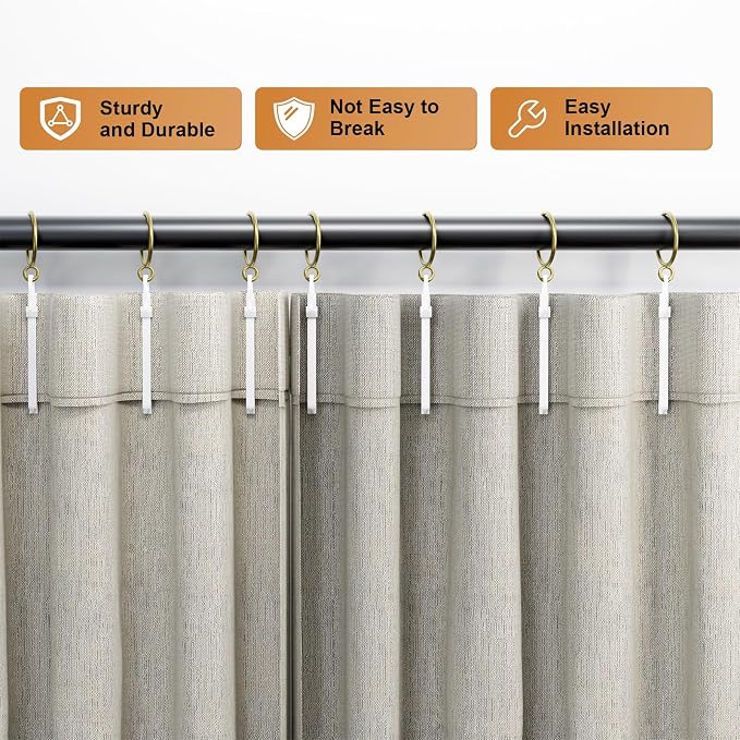 1.5 Inch Curtain Rings with Hooks, 24 Pack Bronze Metal Drapery Rings with Pins - Image 6
