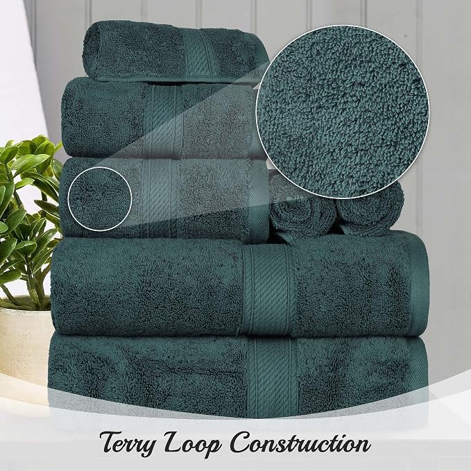 Superior Egyptian Cotton Plush & Absorbent, Face Towel Set of 6, Teal | Quick - Image 3