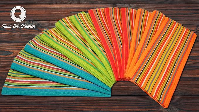 Kitchen Dish Towels Salsa Stripe | 100% Natural Absorbent Cotton Salsa Towels | - Image 2