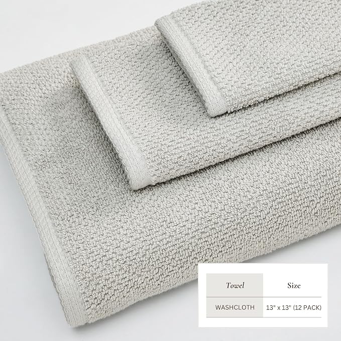 Great Bay Home 100% Cotton 12-Pack 13x13 Wash Cloth - Image 4