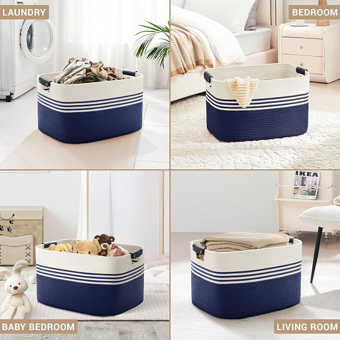 100L Large Woven Laundry Basket Hamper - Image 4