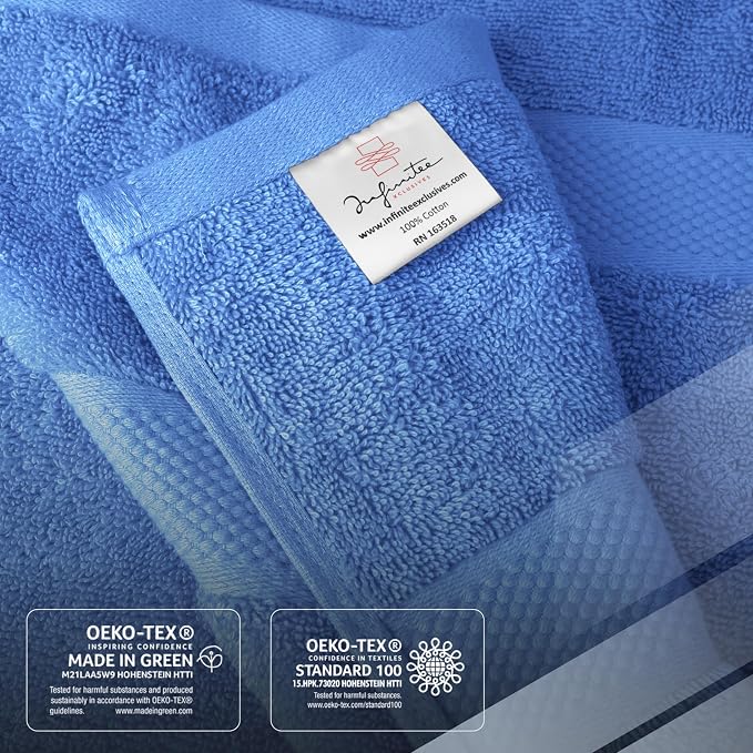 Infinitee Xclusives 100% Cotton Bath Towel Set – 8 Piece Bathroom Towel Set | – - Image 5