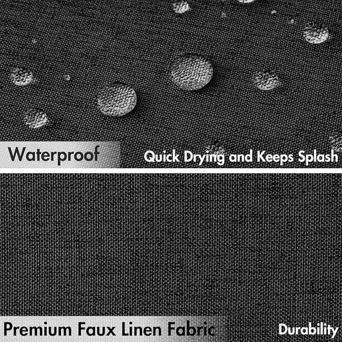MIULEE Black Scalloped Linen Shower Curtain 72x72 Inches - Image 4