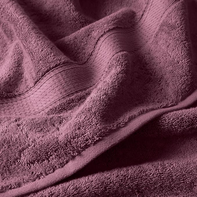 SUPERIOR Egyptian Cotton Ultra Plush & Absorbent, 6 Piece Set, Plum | Quick Dry - Image 4