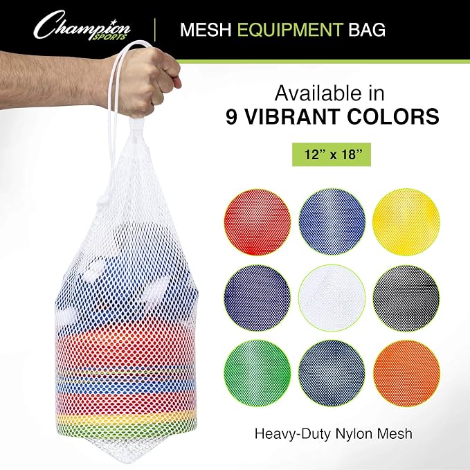 Champion Sports Mesh Equipment Bag – Heavy-Duty Nylon Drawstring Bag - Image 4