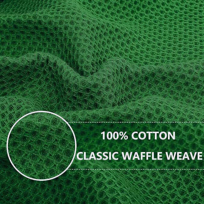 Homaxy 100% Cotton Waffle Weave Kitchen Dish Towels 4-Pack, Forest | 13 x 28 - Image 2