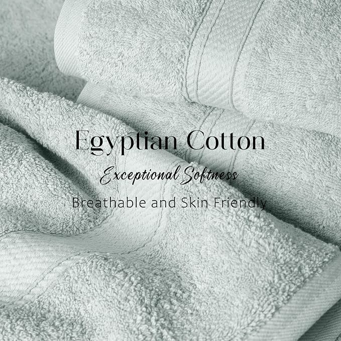 SUPERIOR Egyptian Cotton Ultra Plush & Absorbent, 12 Piece Set, Sea Foam | - Image 4