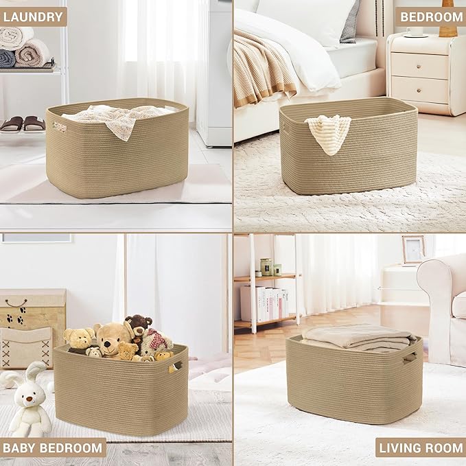 100L Extra Large Woven Laundry Basket Hamper - Image 5