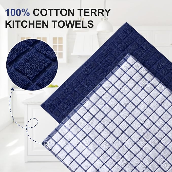 Homaxy Large Premium Cotton Kitchen Towels 16"x 28", 12 Pack, Dusty Blue - Image 2