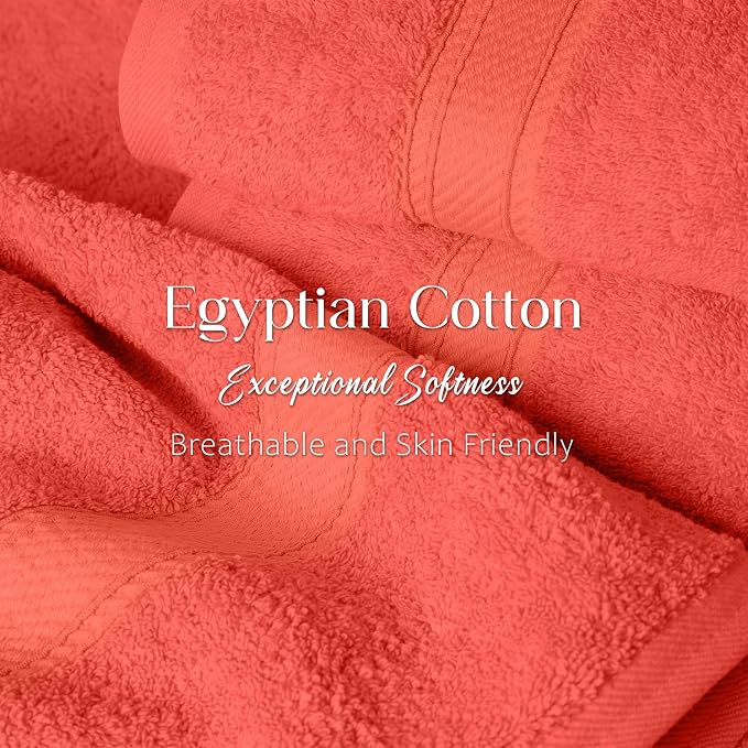 Superior Egyptian Cotton Plush & Absorbent, Bath Towel Set of 2, Coral | Quick - Image 5
