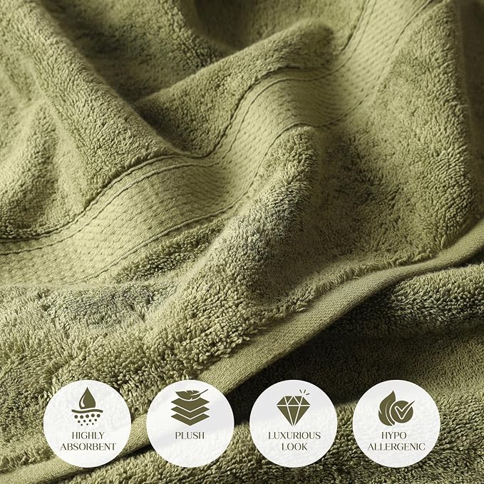 Superior Egyptian Cotton Ultra Plush & Absorbent, 6 Piece Set, Forest Green | - Image 6