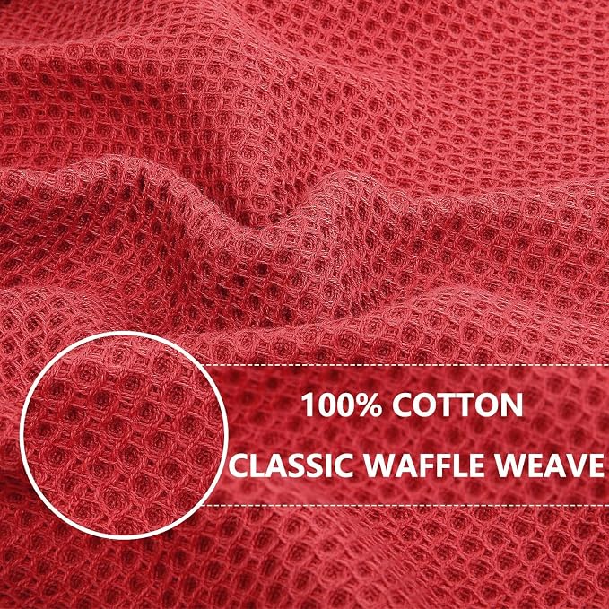 Homaxy 100% Cotton Waffle Weave Kitchen Dish Cloths 24-Pack, Brick Red | 12 x - Image 2