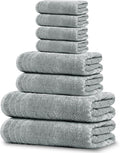 8 Piece Towel Set, 2 XL Bath, 2 Hand, 4 Washcloth, Cool Grey | 100% Cotton by TensTowels