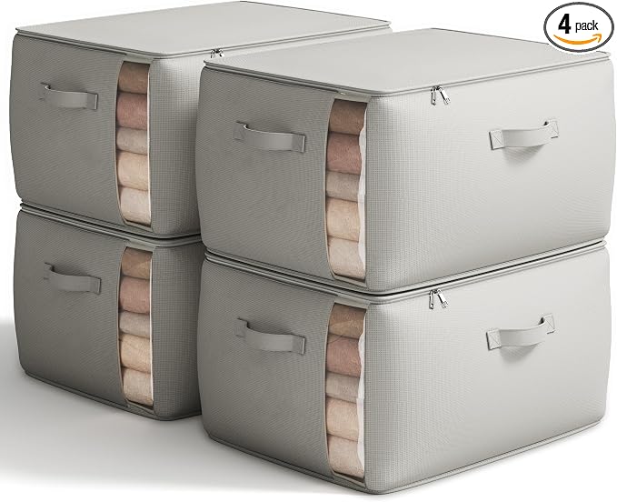 4 Pack Canvas Comforter Storage Bags by Vailando