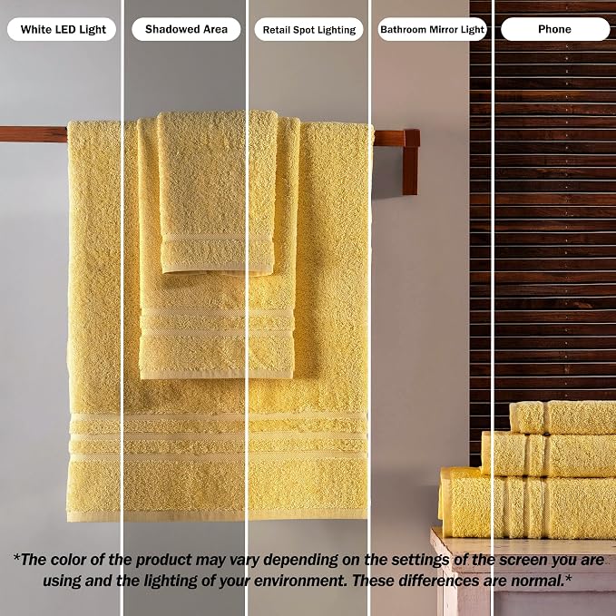 Hawmam Linen Yellow 6 Piece Bath Towels Set - Image 3