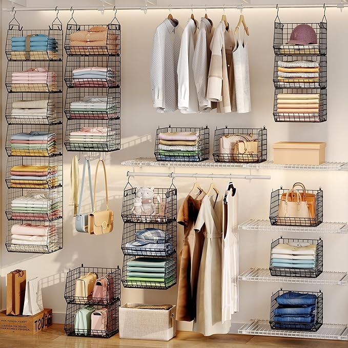 X-cosrack 7 Tier Foldable Hanging Closet Organizer and Storage, Wire Closet - Image 2
