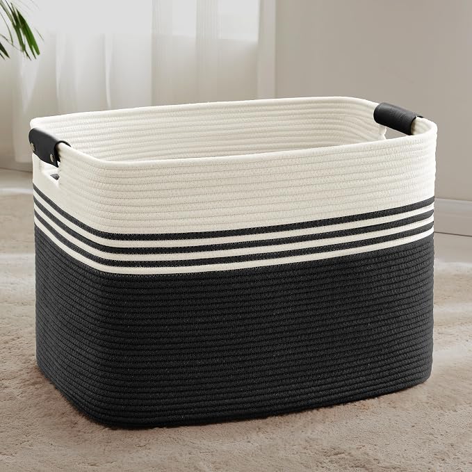100L Large Woven Laundry Basket Hamper by SunNewt
