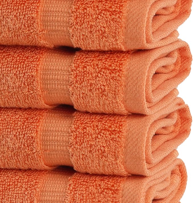 Chakir Turkish Linens 100% Cotton 12-Pack Washcloths 13x13, Coral | Premium - Image 4