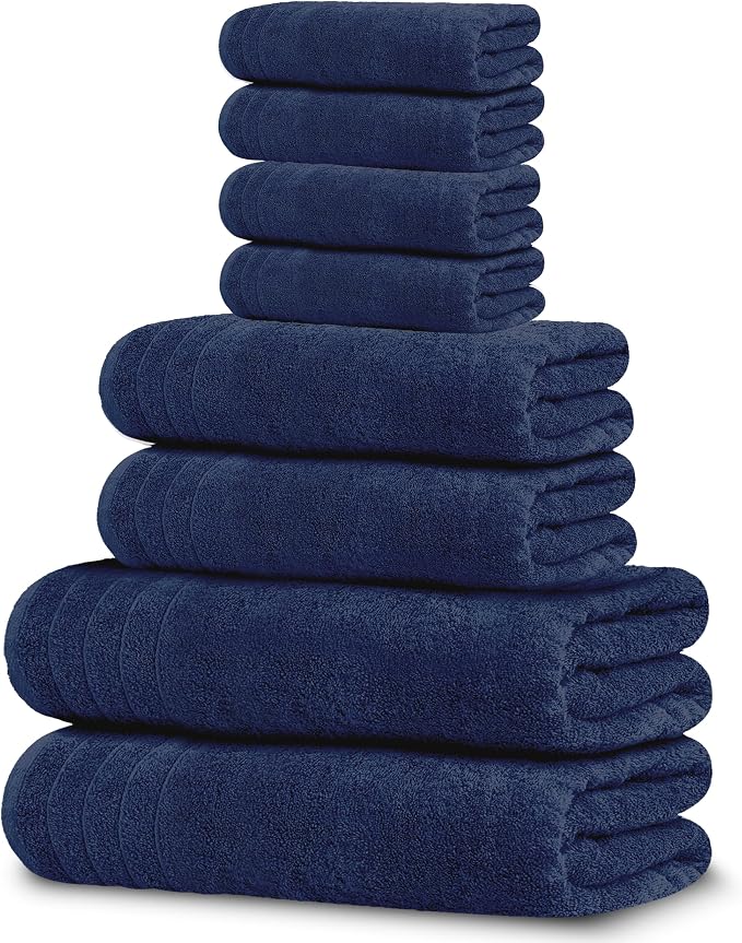 8 Piece Towel Set, 2 XL Bath, 2 Hand, 4 Washcloth, Lighter Weight, Quicker to by TensTowels