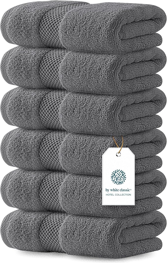 White Classic Luxury Dark Gray Hand Towels by WhiteClassic