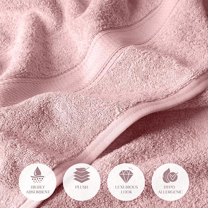 SUPERIOR Egyptian Cotton Ultra Plush & Absorbent, 12 Piece Set, Tea Rose | - Image 5