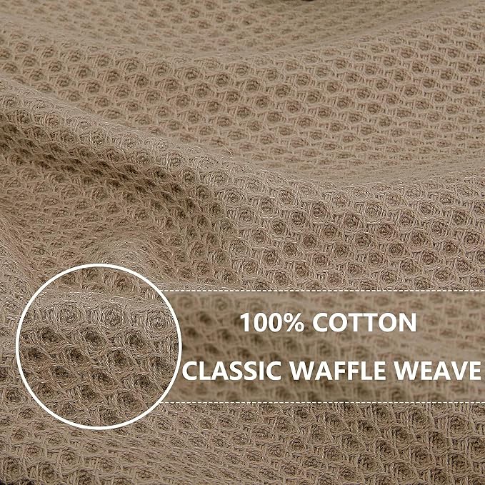 Homaxy 100% Cotton Waffle Weave Kitchen Dish Towels 4-Pack, Tan | 13 x 28 Inches - Image 2