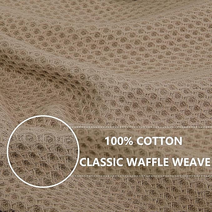 Homaxy 100% Cotton Waffle Weave Kitchen Dish Cloths 6-Pack, Tan | 12 x 12 Inches - Image 2