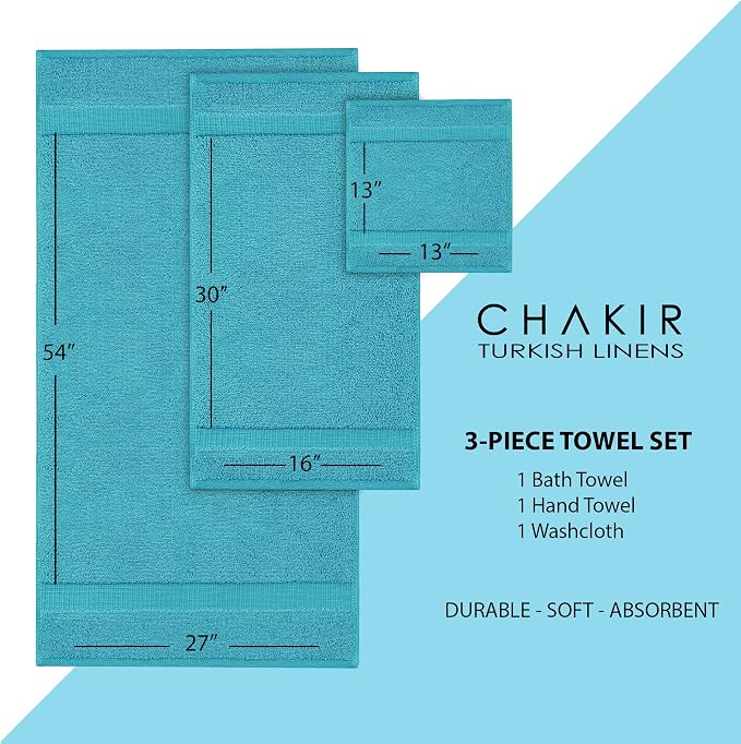 Chakir Turkish Linens 100% Cotton Personalized 3-Piece Set, Aqua | Personalized - Image 7
