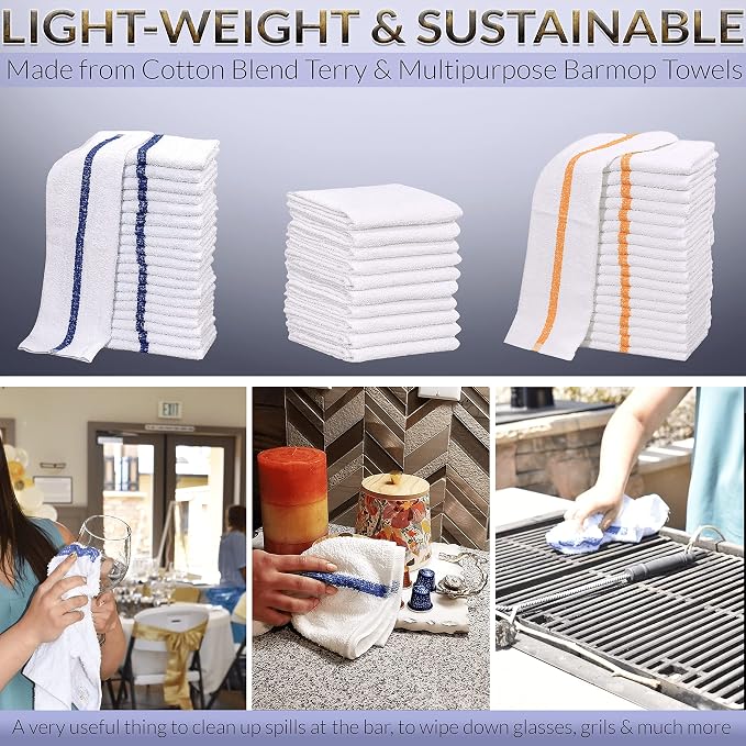 GOLD TEXTILES 36 PC New Cotton Blend White Restaurant Bar Mops Kitchen Towels - Image 3