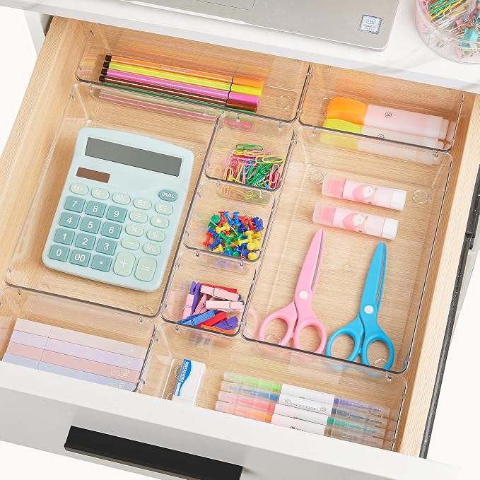 Vtopmart 44 PCS Clear Plastic Drawer Organizers Set, Vanity Organizer Trays | - Image 4