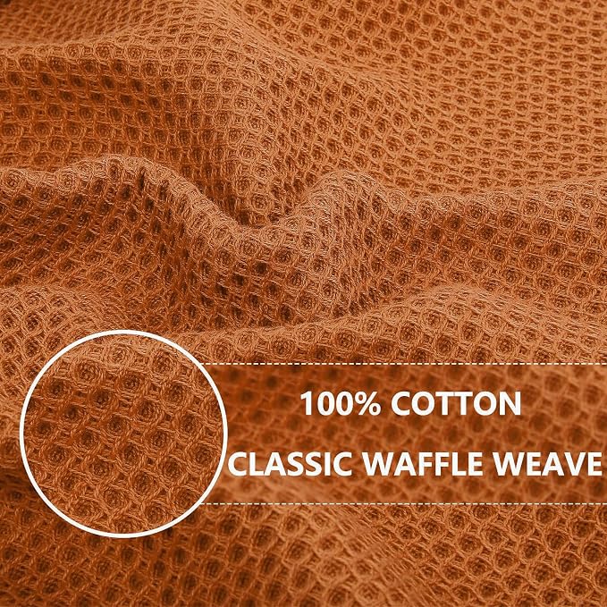 Homaxy 100% Cotton Waffle Weave Kitchen Dish Cloths 6-Pack, Burnt Orange | 12 x - Image 2