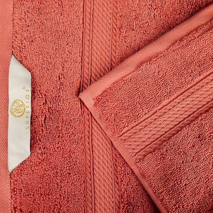 SUPERIOR Egyptian Cotton Ultra Plush & Absorbent, 8 Piece Set, Coral | Quick Dry - Image 6