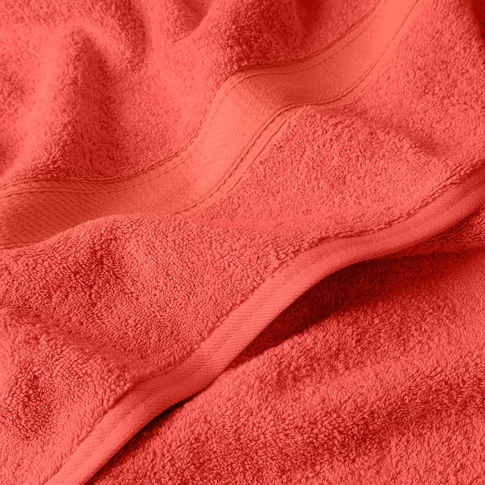 SUPERIOR Egyptian Cotton Ultra Plush & Absorbent, 12 Piece Set, Coral | - Image 7