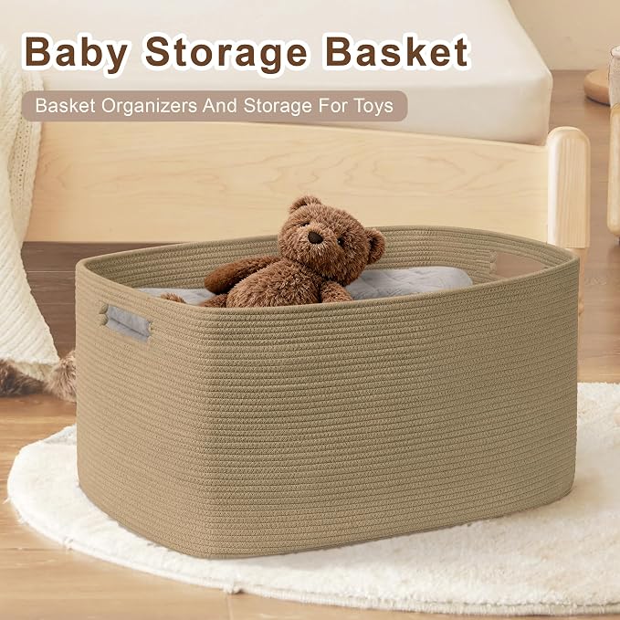 100L Extra Large Woven Laundry Basket Hamper - Image 3
