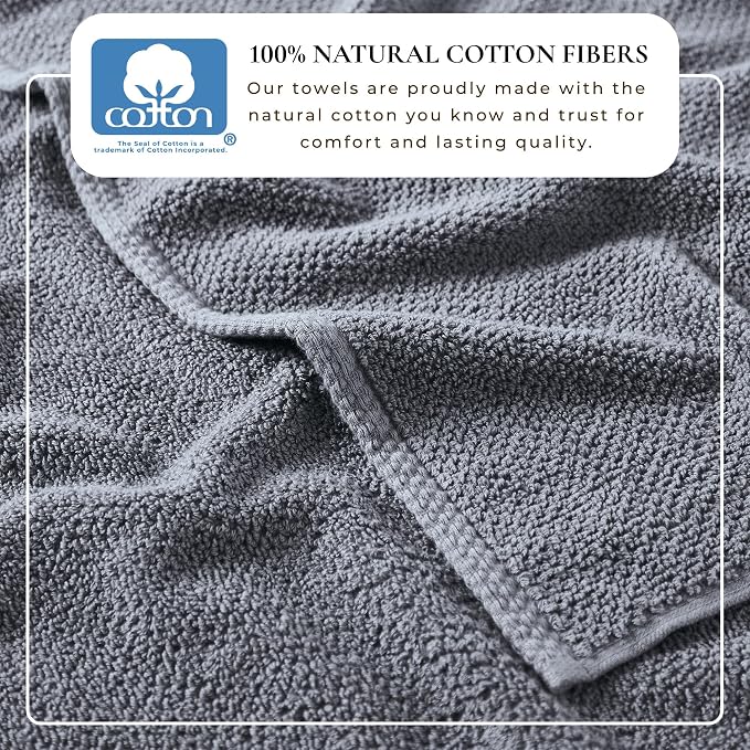 Great Bay Home 100% Cotton Oversized 2 Pack 68x35 Extra Large Towel Set - Image 3