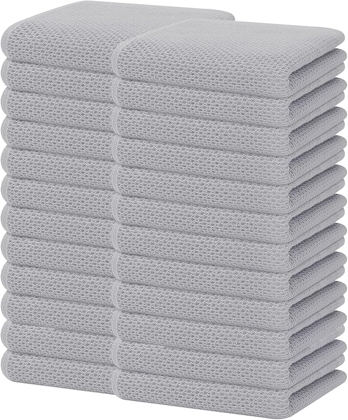 Homaxy 100% Cotton Waffle Weave Kitchen Dish Towels 24-Pack, Light Gray | 13 x by Homaxy