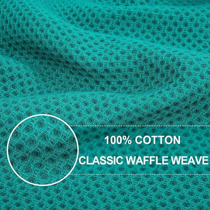 Homaxy 100% Cotton Waffle Weave Kitchen Dish Cloths 6-Pack, Teal | 12 x 12 - Image 2