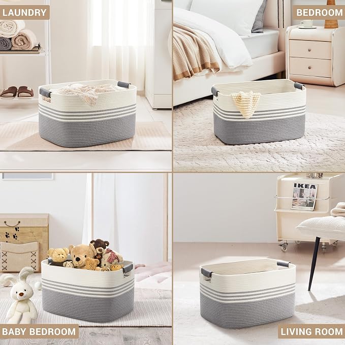 60L Woven Laundry Basket Hamper - Image 4
