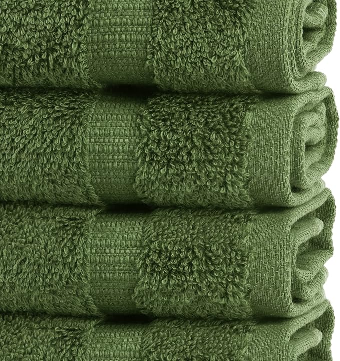 Chakir Turkish Linens 100% Cotton 4-Pack Washcloths 13x13, Moss | Premium - Image 3