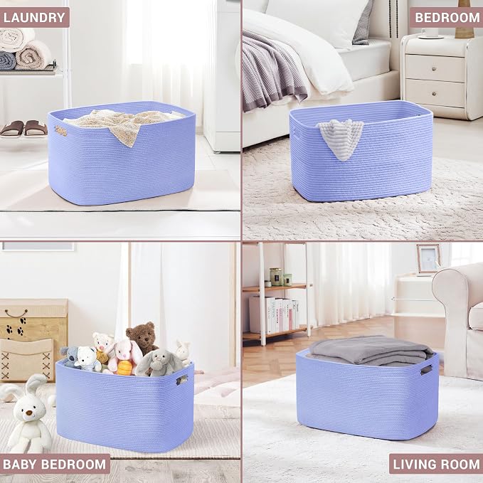 60L Woven Laundry Basket Hamper - Image 5