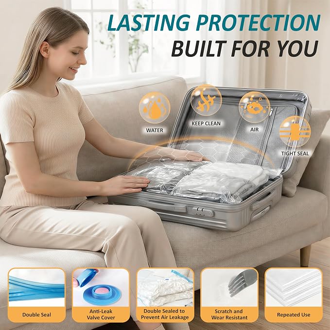 Cozy Essential Vacuum Storage Bags, 80% Compression Vacuum Seal Space Saver - Image 5