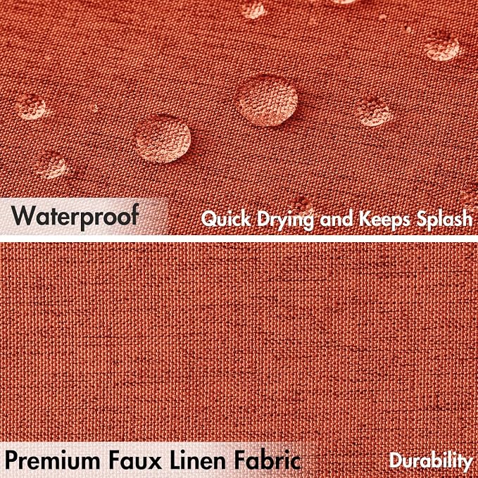 MIULEE 72"x84" Extra Long Scalloped Linen Shower Curtain Burnt Orange - Image 4