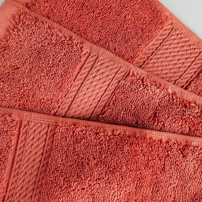 SUPERIOR Egyptian Cotton Ultra Plush & Absorbent, 8 Piece Set, Coral | Quick Dry - Image 5