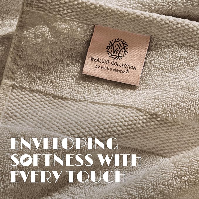 White Classic Wealuxe Taupe Hand Towels - Image 3