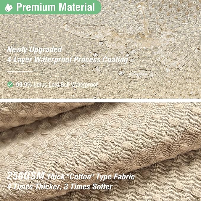 Dynamene Stall Waffle Shower Curtain 256 GSM Heavy Fabric 48x72 Beige/Khaki - Image 4