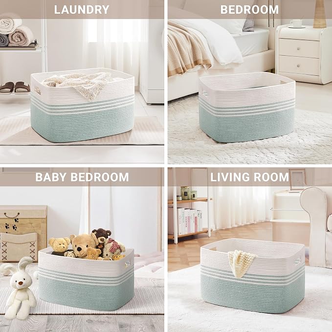 60L Woven Laundry Basket Hamper - Image 4